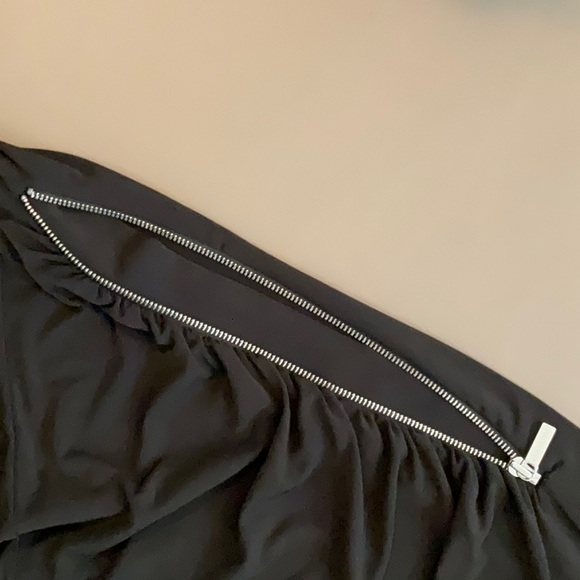 NWT MICHAEL Michael Kors Black Ruched Silver Zipper Dress Women Size 10 - Picture 6 of 10